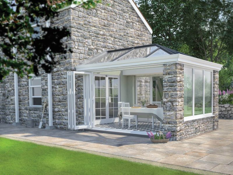 bi fold doors and lantern roof